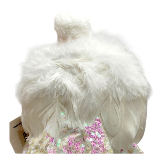 Glitzhome 12"H Angel W/White Faux Fur Dress Christmas Tree Topper or Decoration - Picture 6 of 10